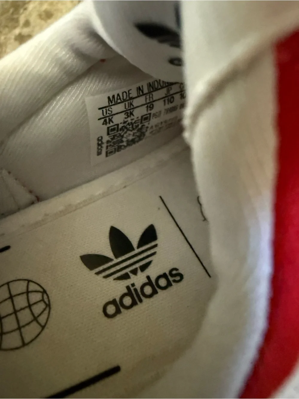 adidas Hello Kitty Kids Red & White Slip-On Sneakers size 4